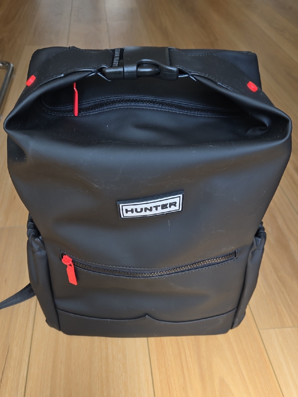 Hunter Black Backpack with Red Accents